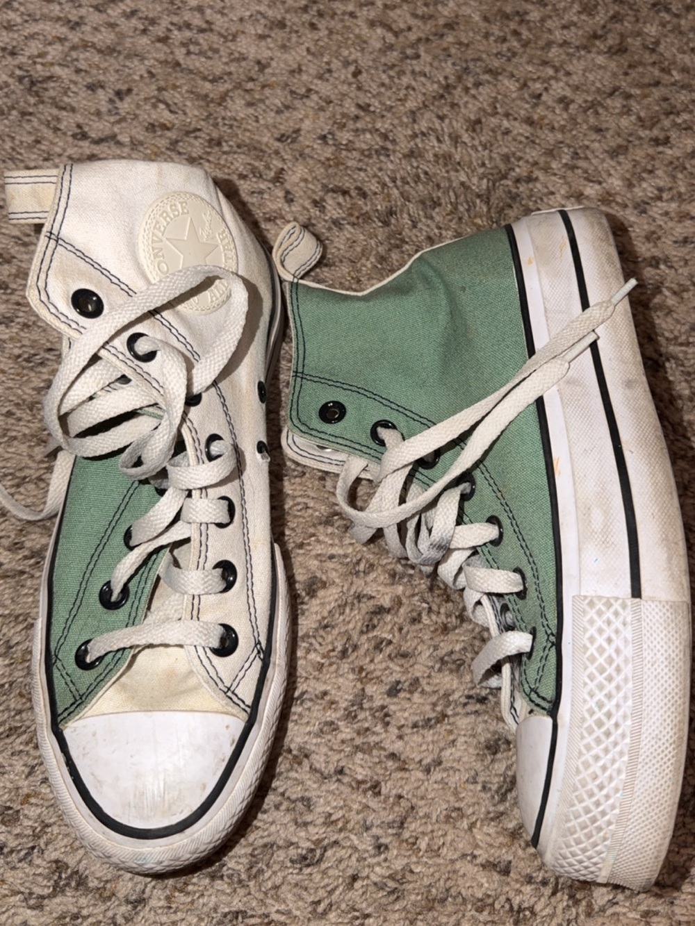 Converse Kids High-Top Sneakers in Green and White